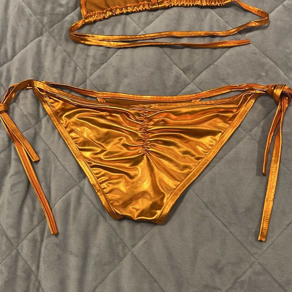 NWOT. Shiny & sexy copper string bikini, with body necklace for fun! - Picture 7 of 7